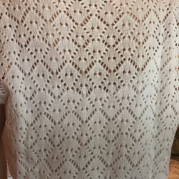 AXCESS (Liz Claiborne) White Short Sleeve Pointelle Crochet Tunic Sz. Large-NWOT - Picture 6 of 14